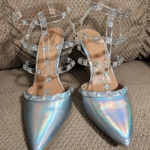 Mix No. 6 Iridescent Silver Strappy Heels
